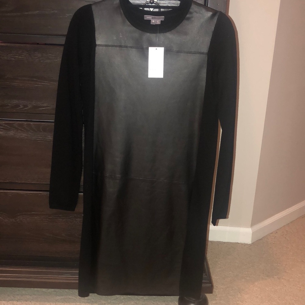 black leather dress